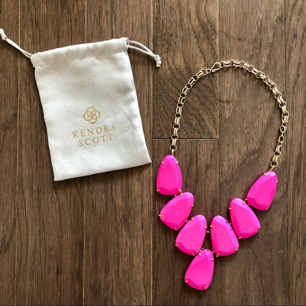 Kendra Scott Hot Pink Statement Necklace with Gold Chain